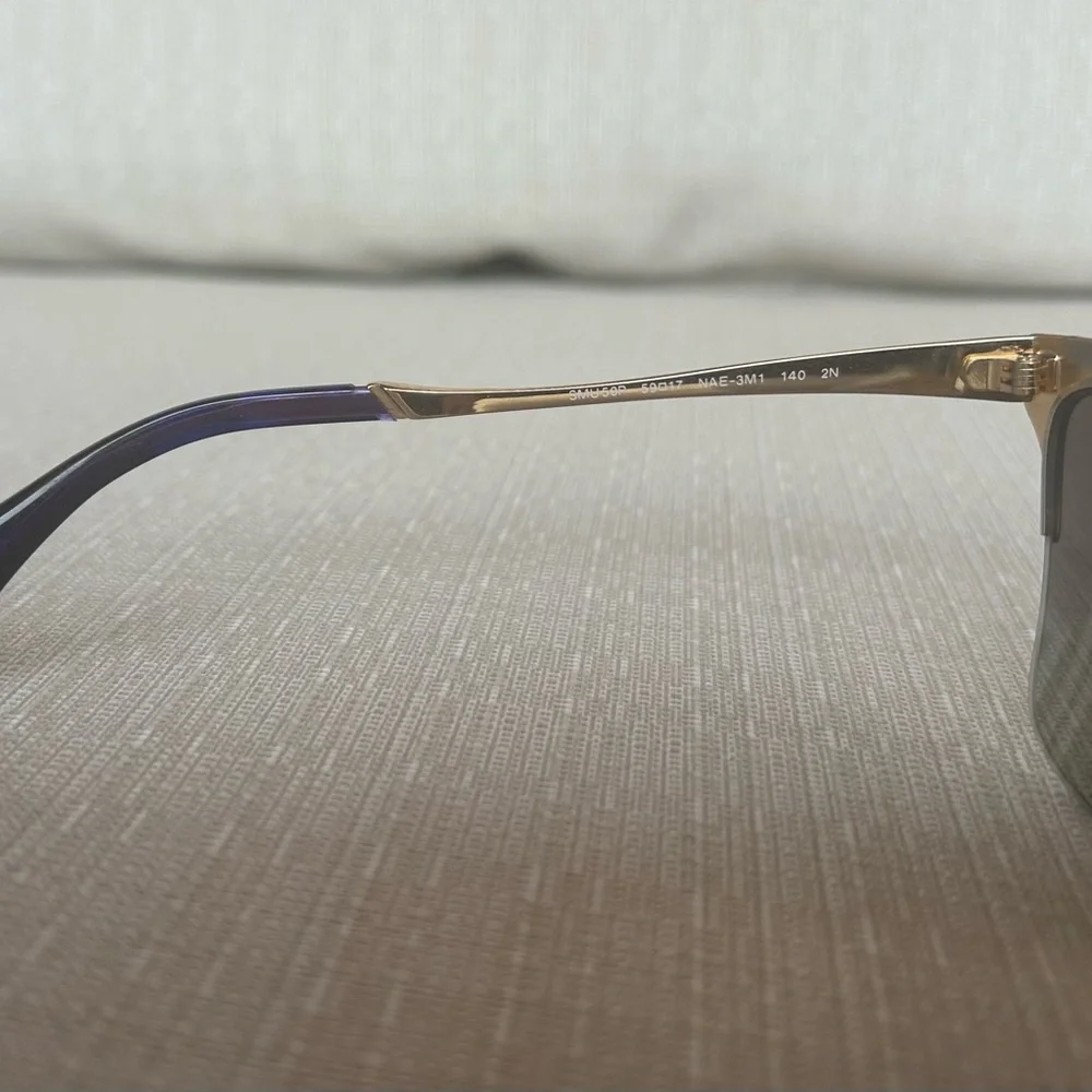 NWOT Miu Miu Blue and Gold Browline Sunglasses - Picture 4 of 5